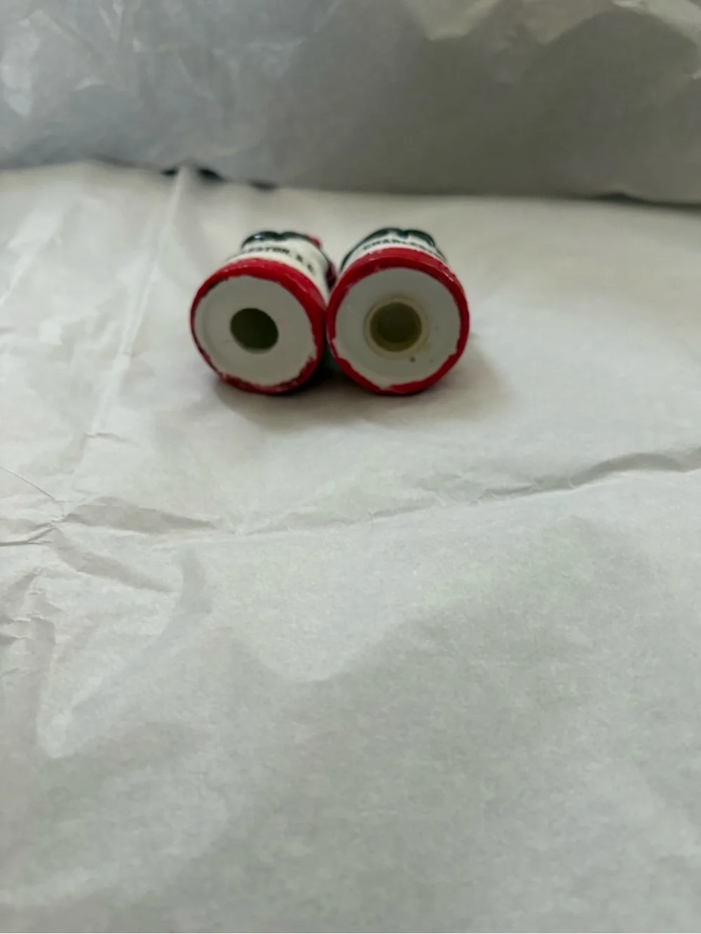 Vintage Charleston SC Red & White Ceramic Salt and Pepper Shakers - Pair